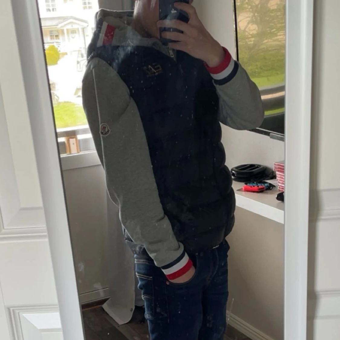 Grå Moncler hoodie med dragkedja - 4
