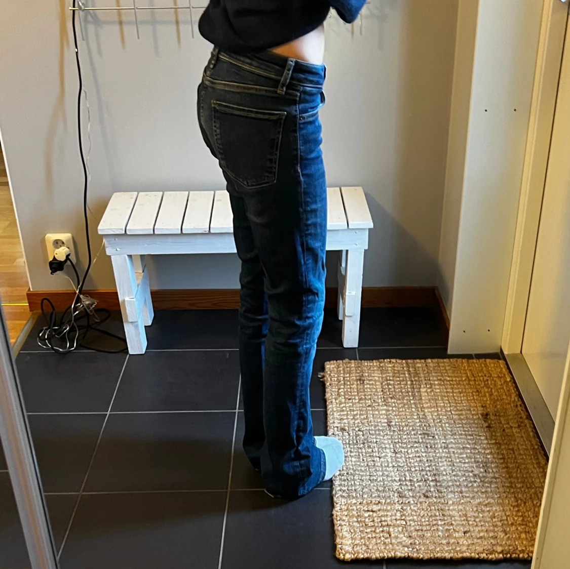Mörkblå bootcut lowwaist jeans - 2