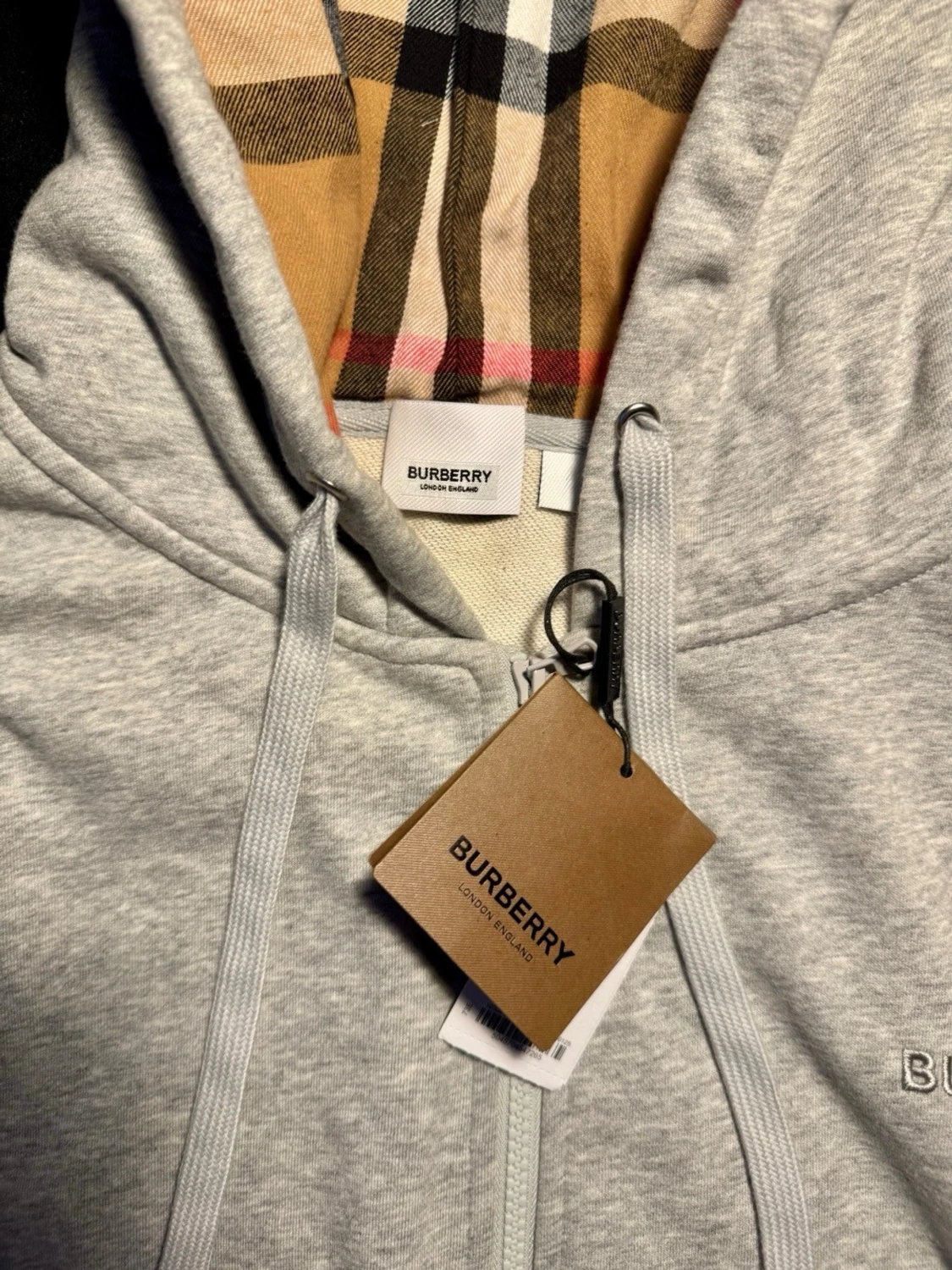 Grå burberry hoodie  - 1