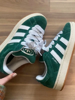 Adidas Campus gröna/green sneakers - Helt nya! Har använt kanske två gånger. Blev aldrig att jag använde dom! Jätte sköna och fina :) Storlek 38.