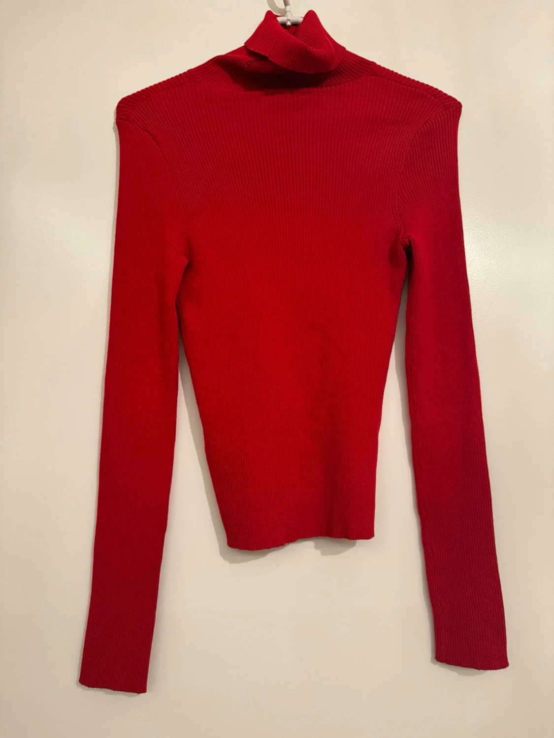 Röd ribbad polotröja från H&M - 4