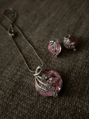 Smyckesset - Rosa och silver