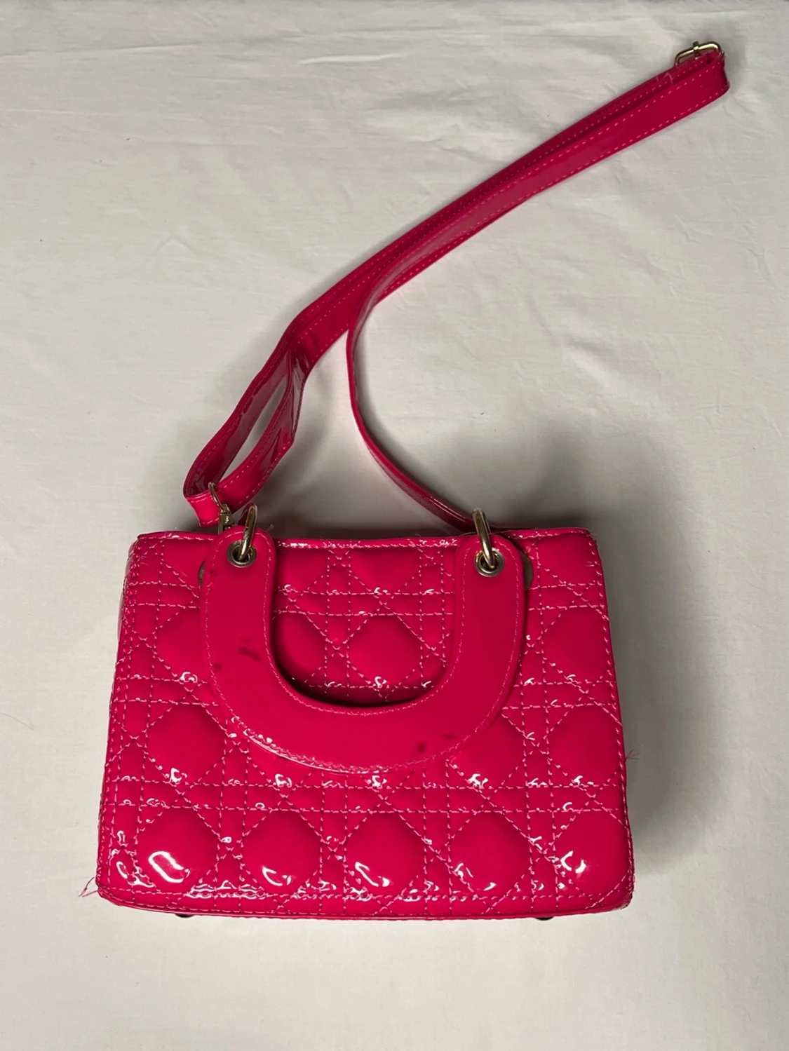 Rosa quiltad handväska med axelrem - 1