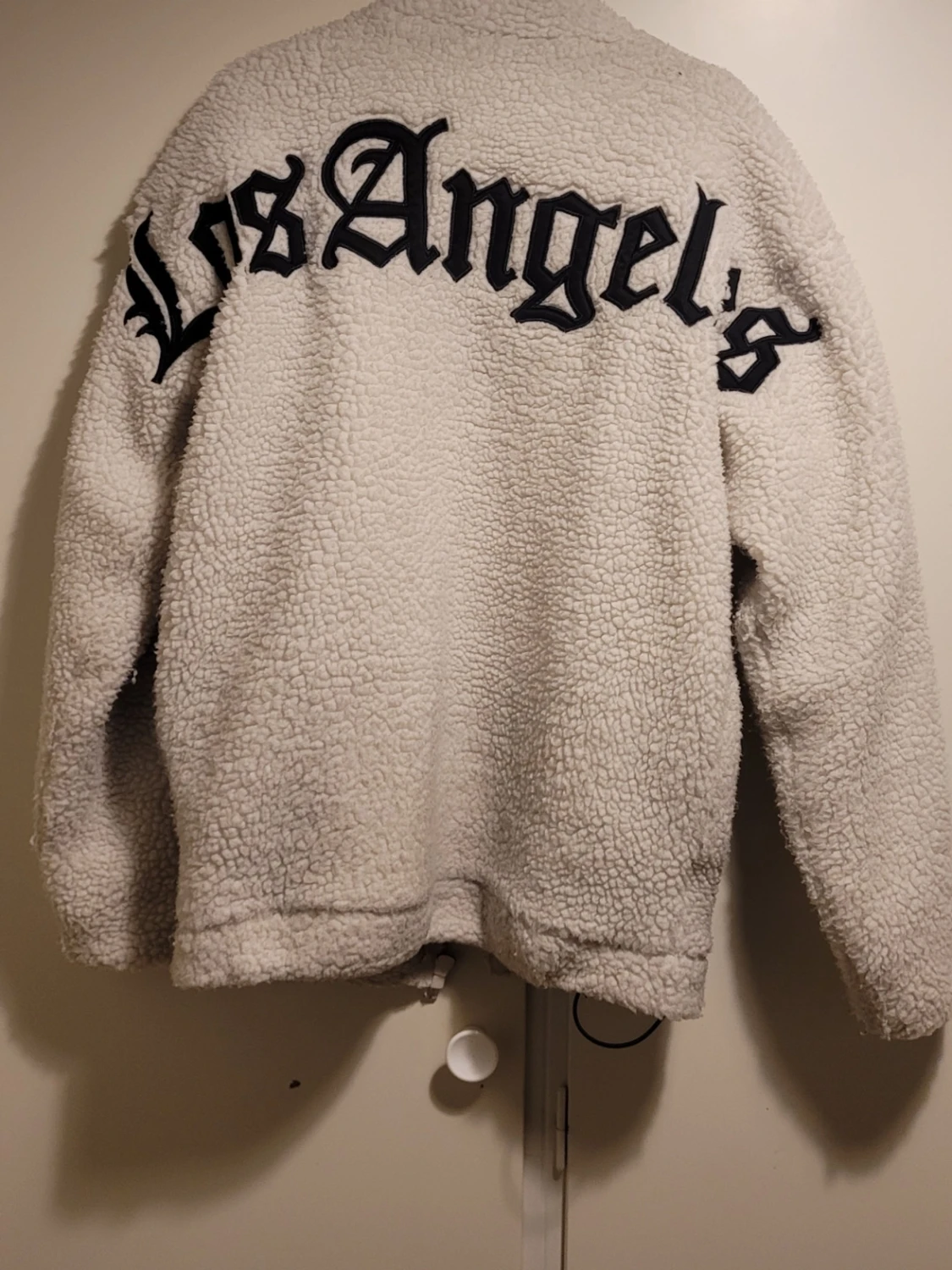 Vit teddyjacka Los Angeles S - 1