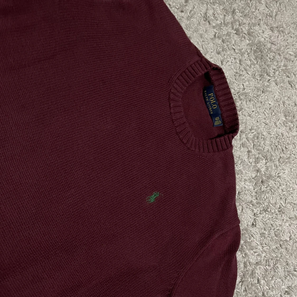 Vinröd stickad tröja Ralph Lauren - 1