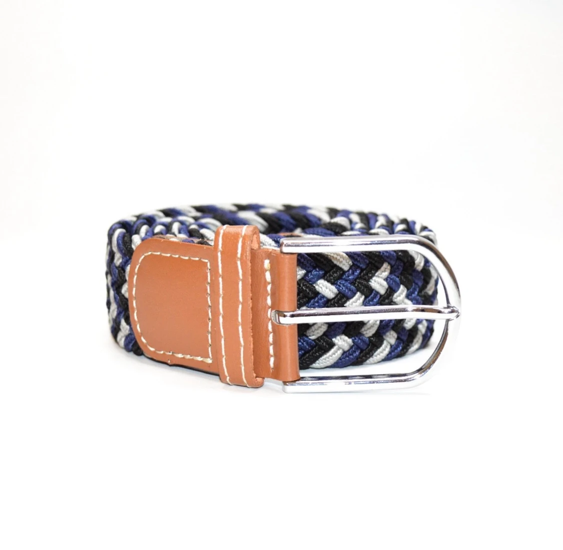 Flätat Bälte - SVART, GRÅ, BLÅ - 1