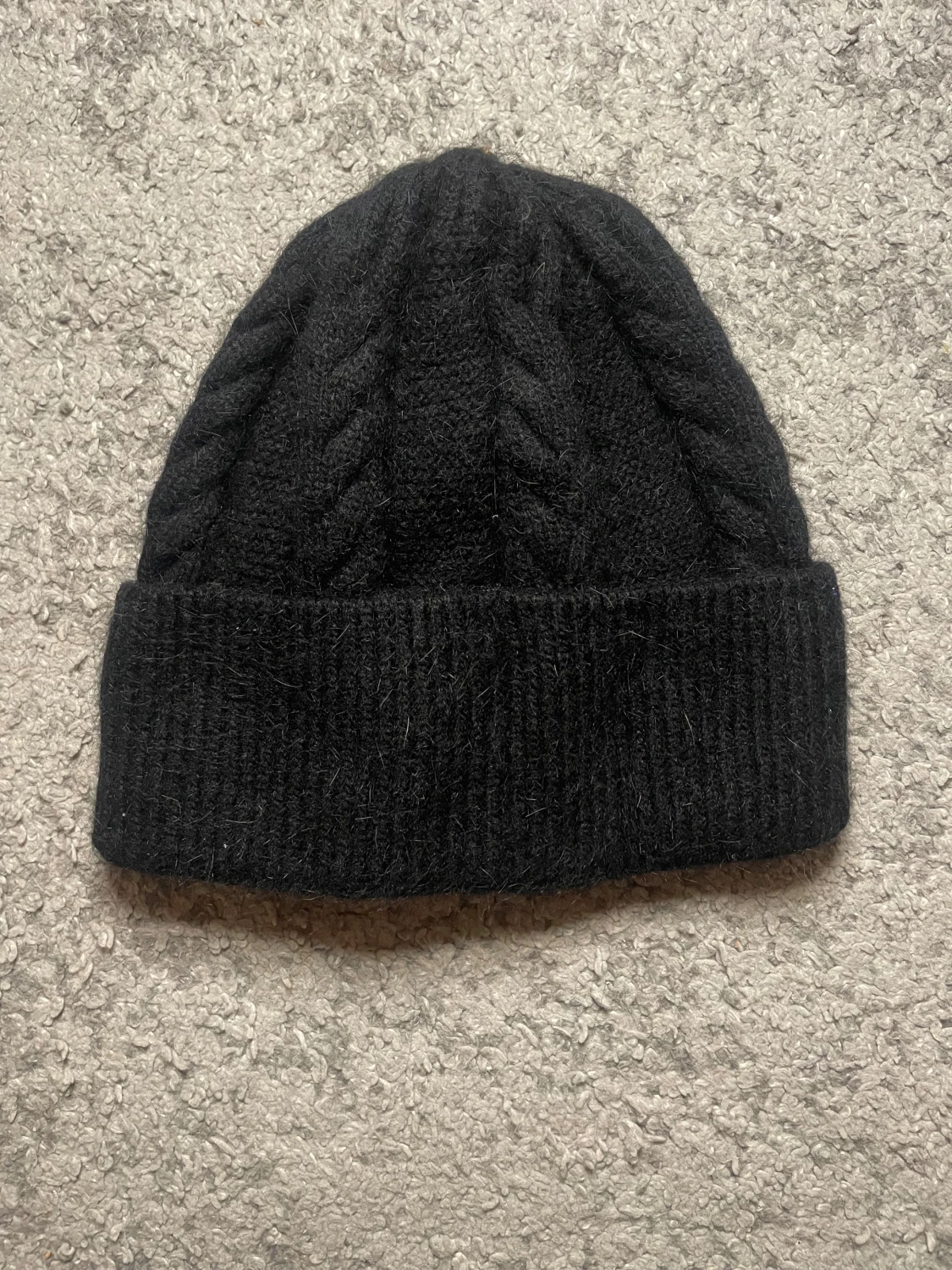 Svart Moncler kabelstickad mössa - 1