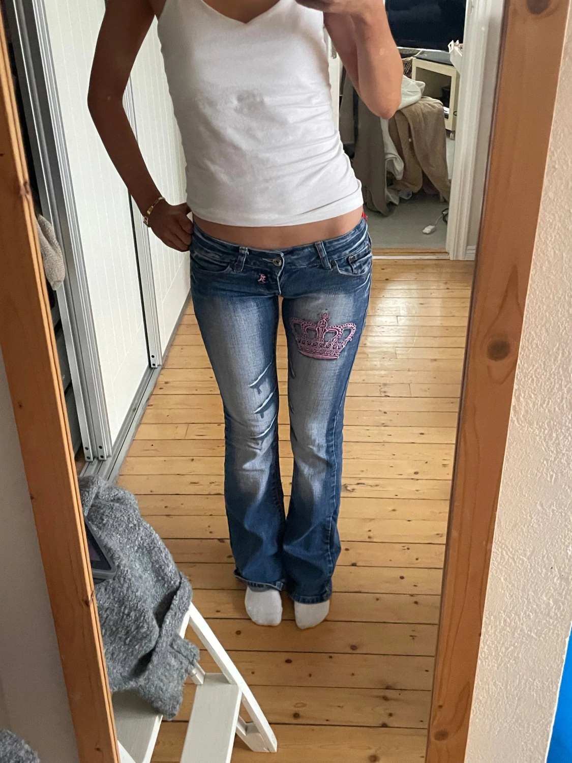 Blå Crazy Age jeans med rosa krona