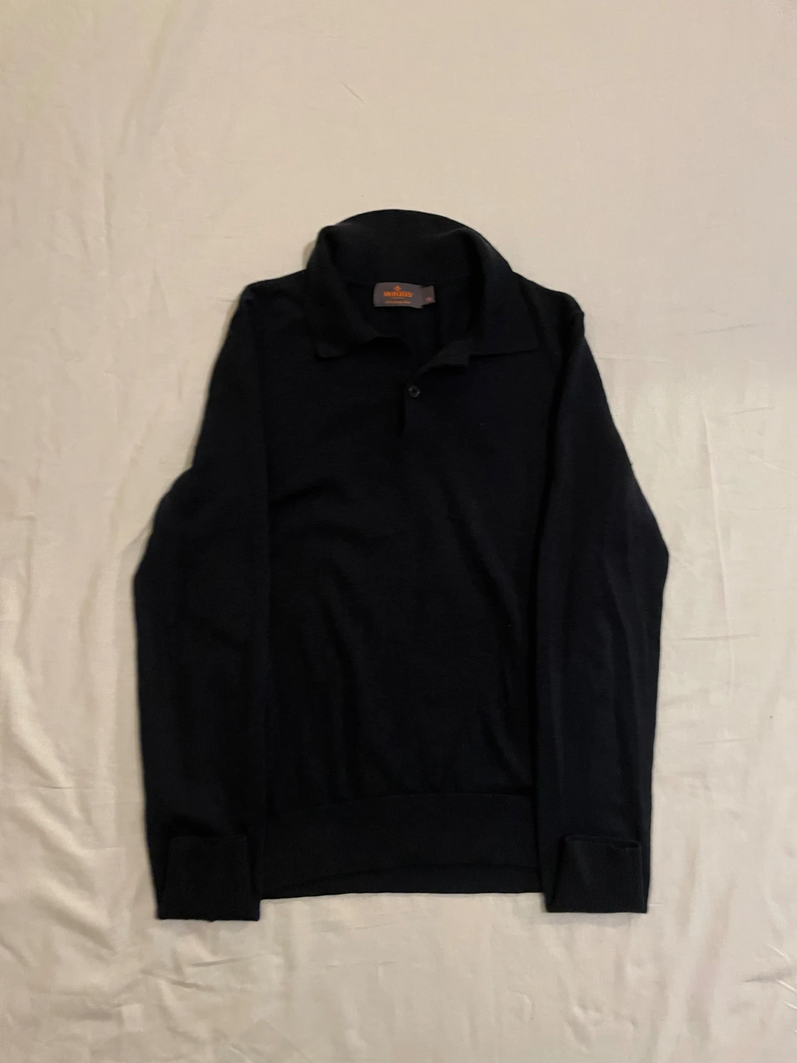 Svart merinoull pikétröja Morris XS - 1