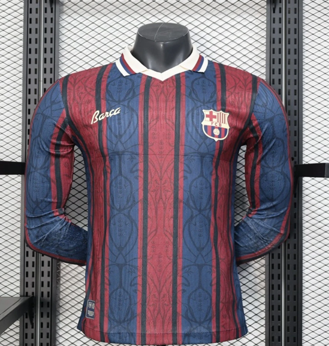 Barca långärmad retro fotbollströja