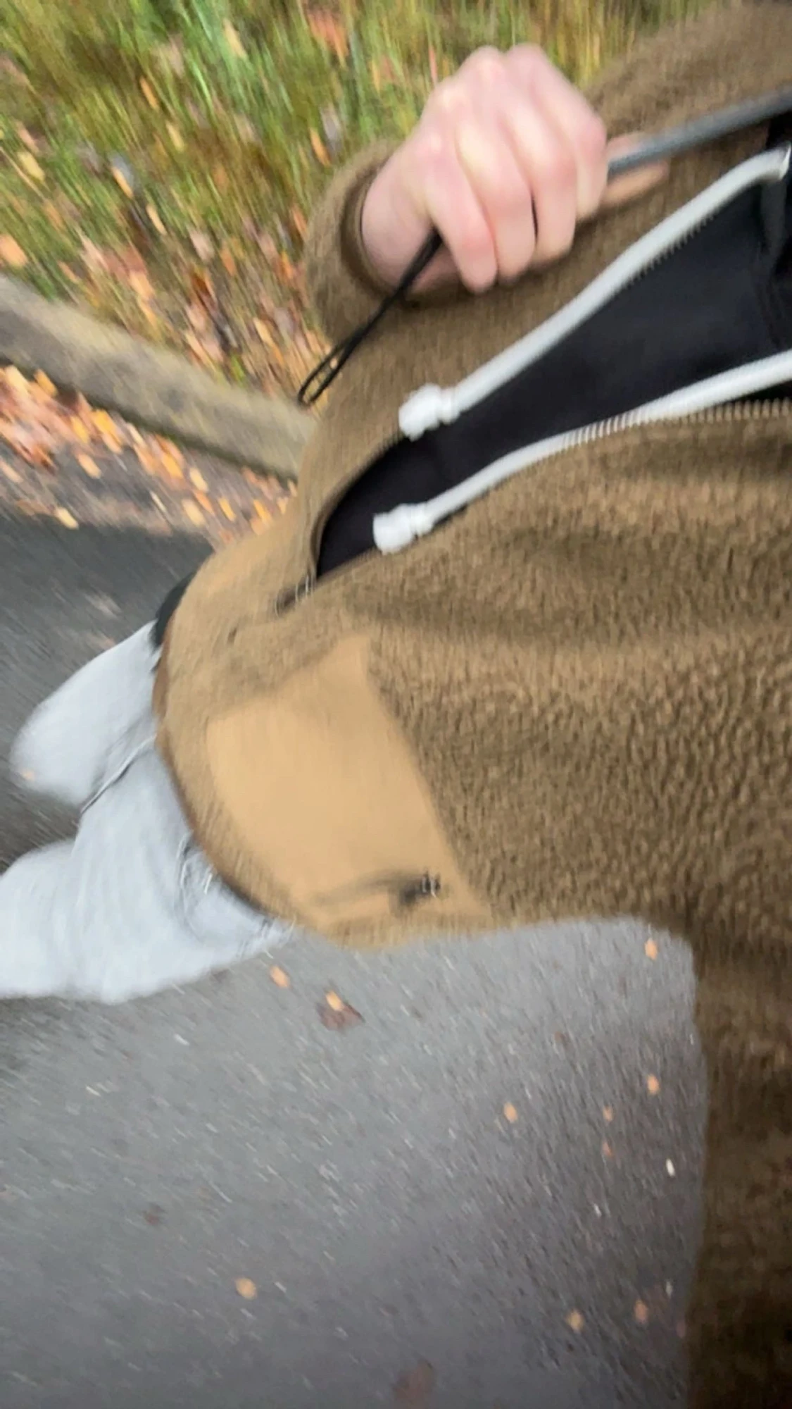 Brun/mörkgrön  teddyjacka med huva från Solid - 4