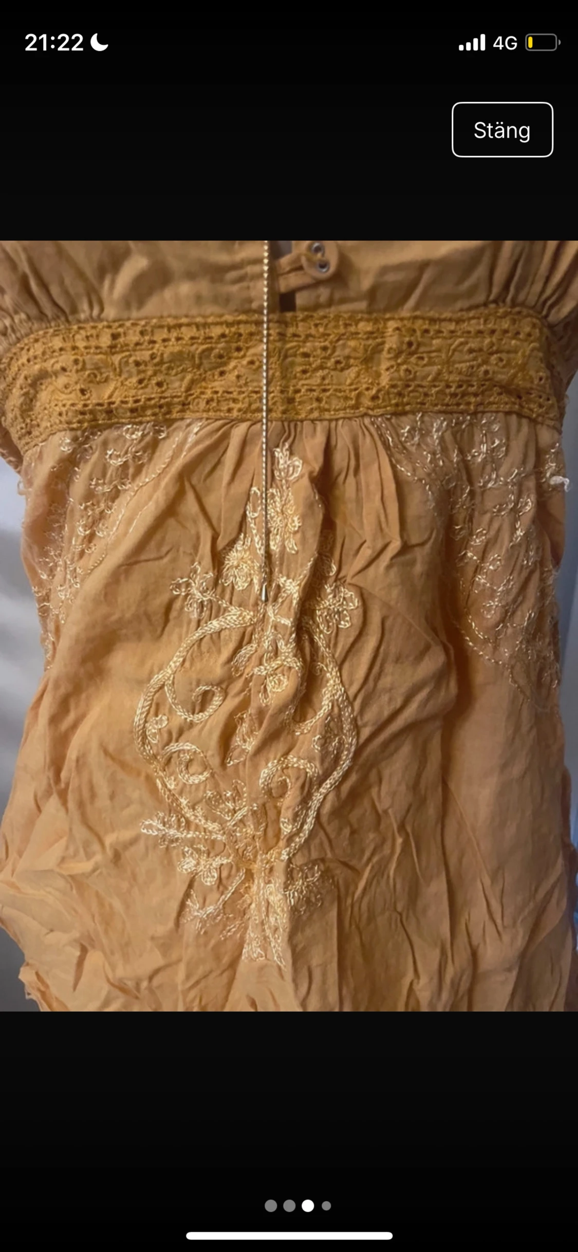 Gul broderad linnetopp med spetsdetaljer - 2