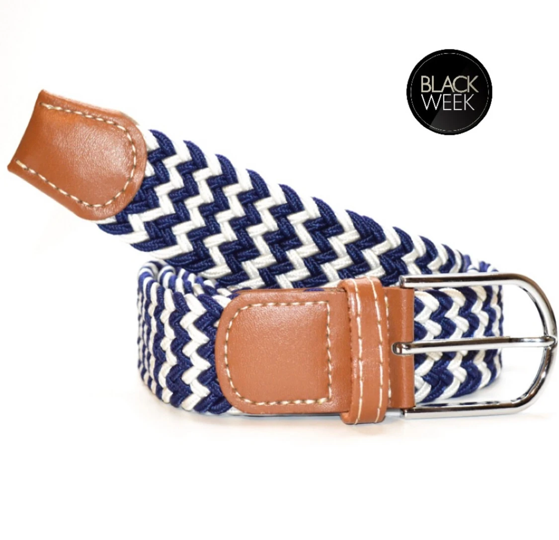 Flätat Bälte ~ BLÅ, VIT