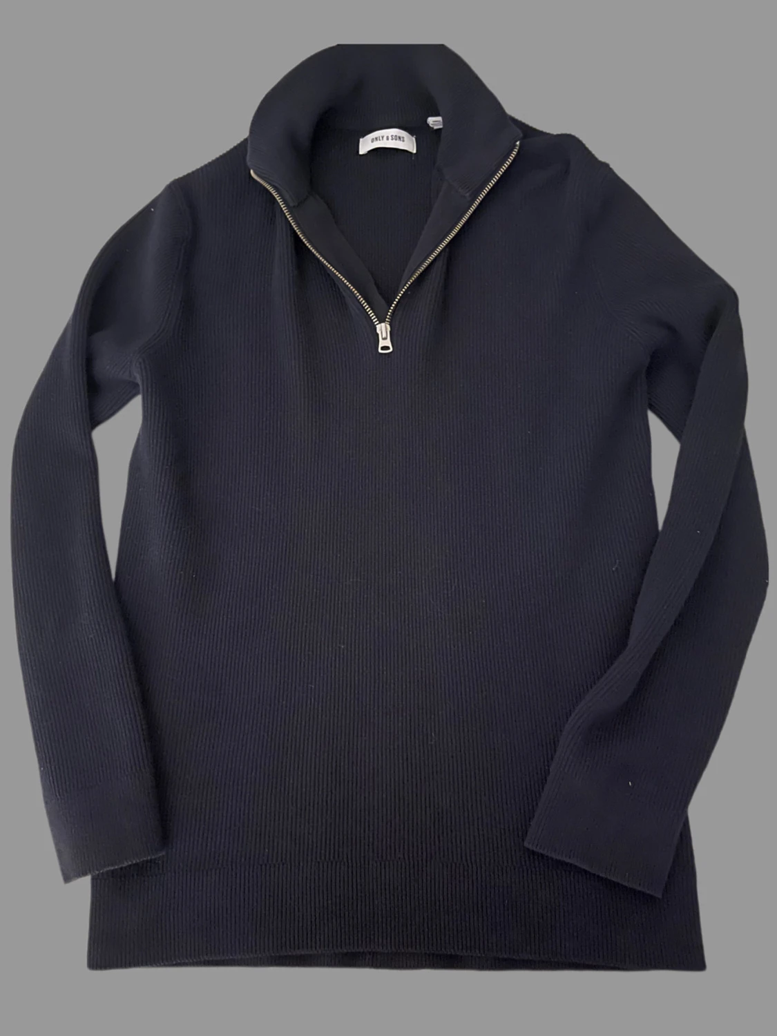 Svart stickad half zip-tröja Only & Sons