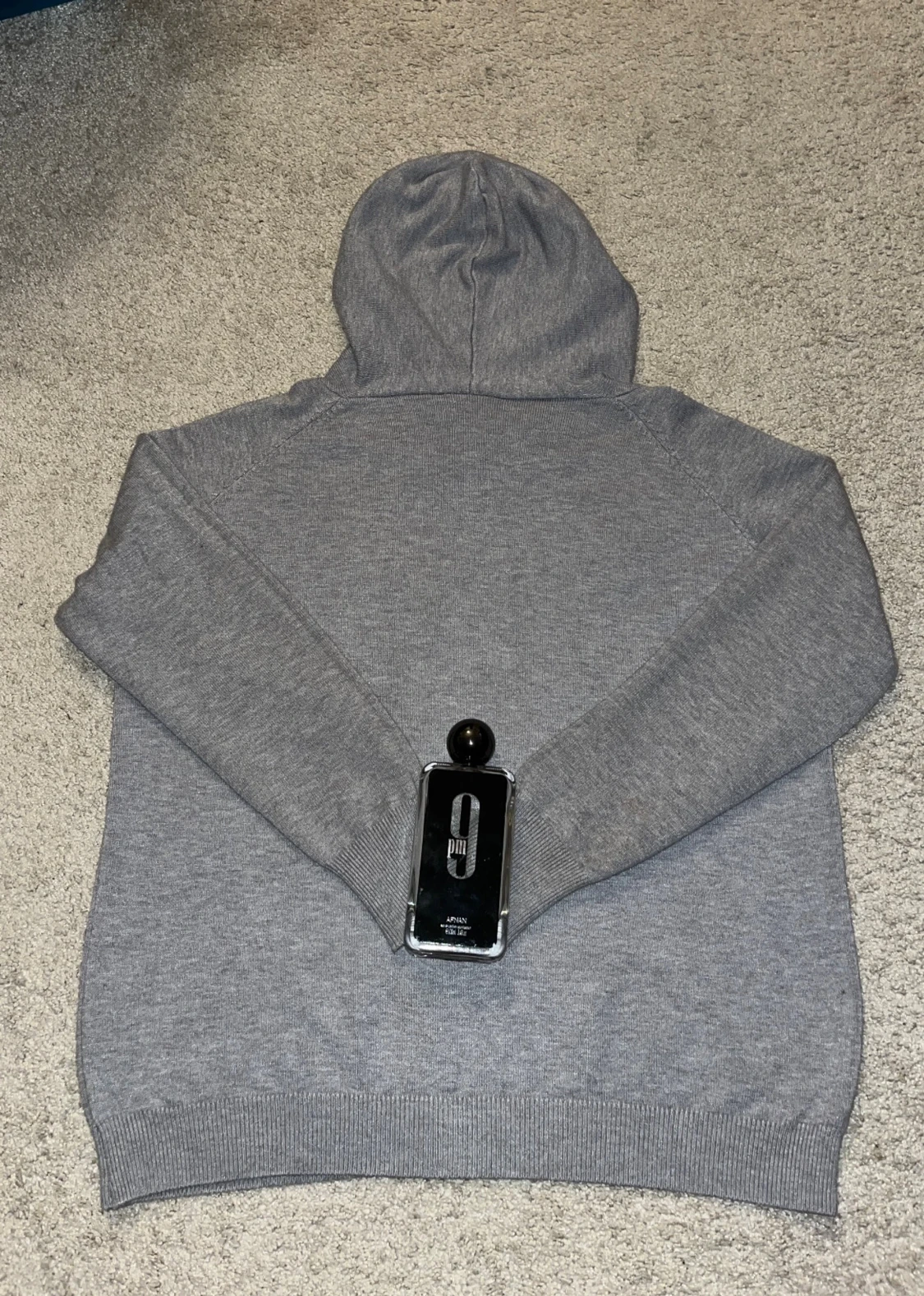 Grå Kashmir hoodie med snörning - 4