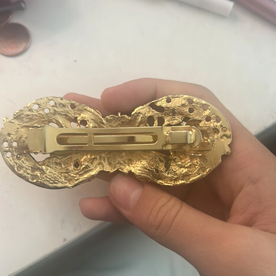 Vintage hårspänne med pärldetalj - 1