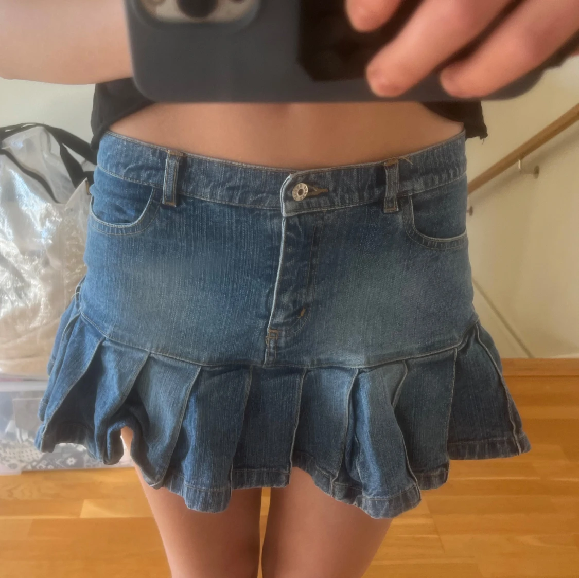 Jeanskjol med volangkant