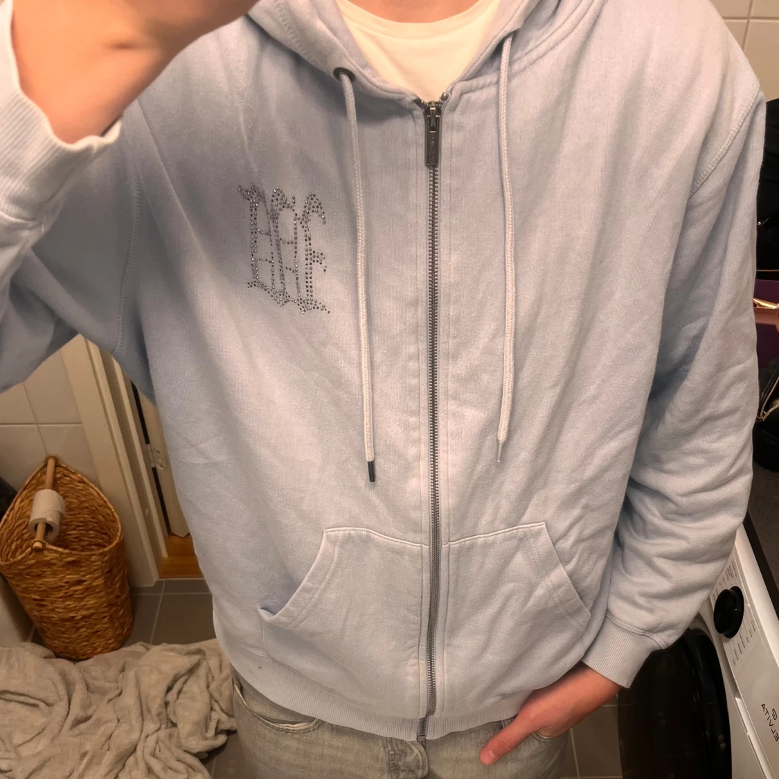 Ljusblå zip oversized hoodie från Wasted Paris - 3