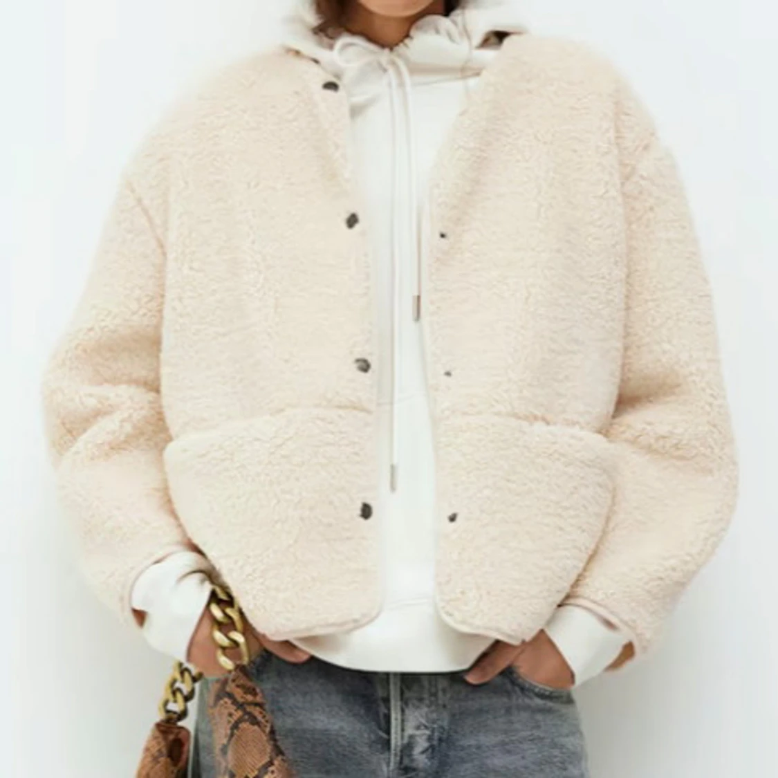 Beige teddyjacka H&M - 1