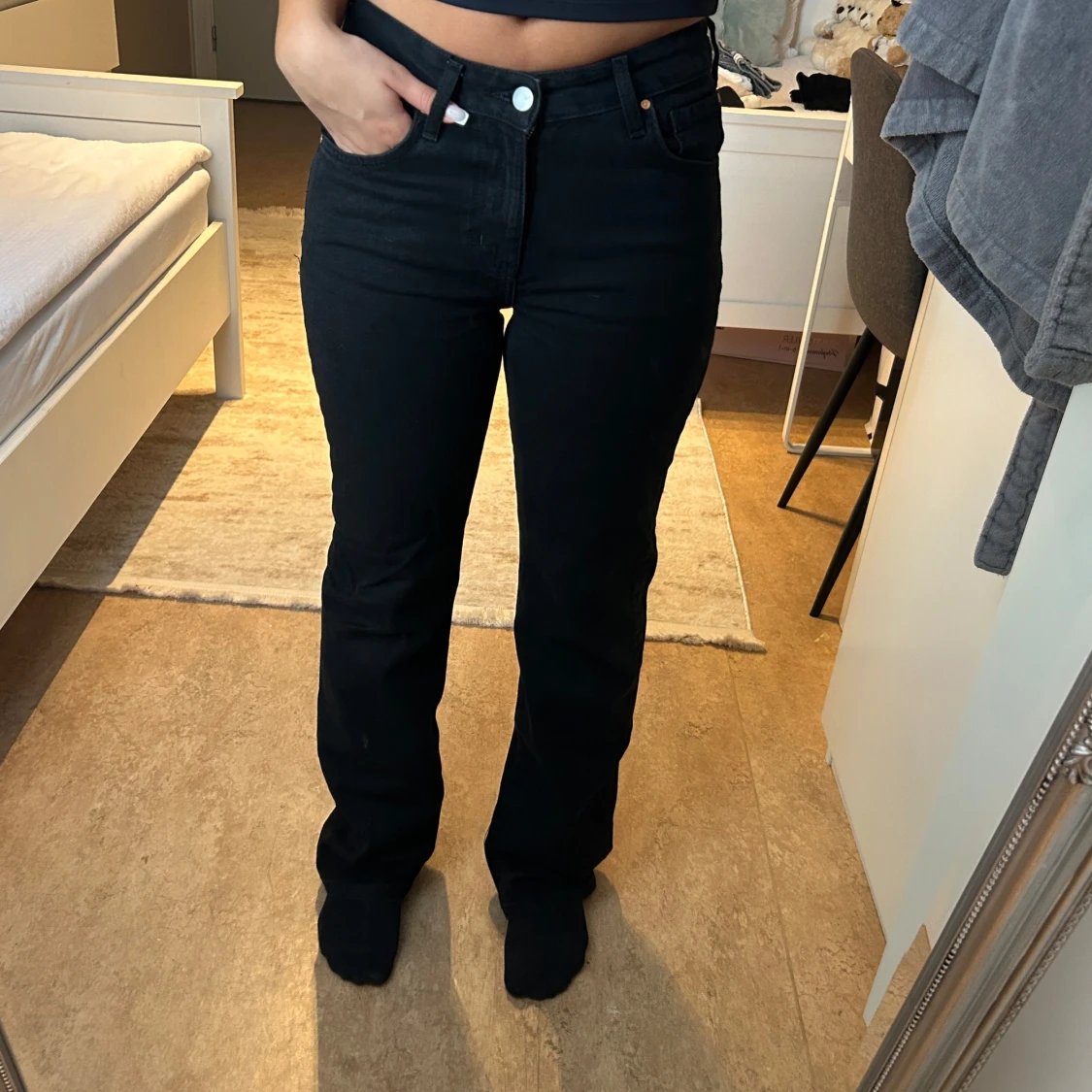 Svarta wide jeans midwaist