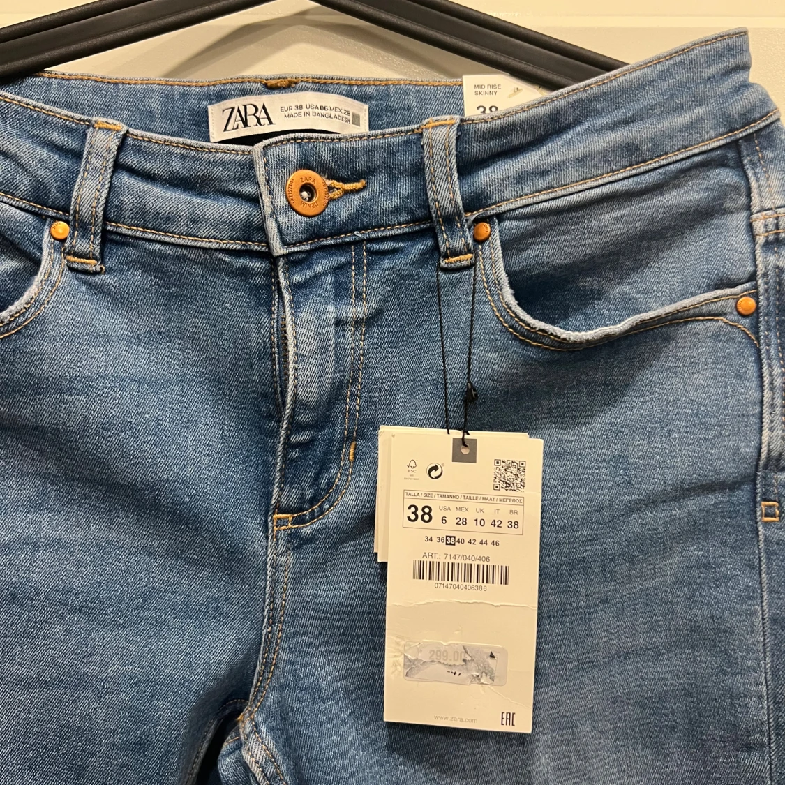 Blå skinny jeans från Zara, midwaist - 2