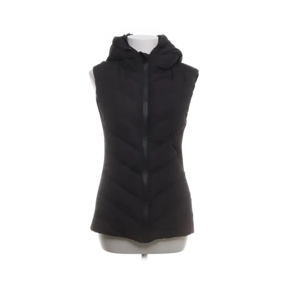 Svart dunväst med huva