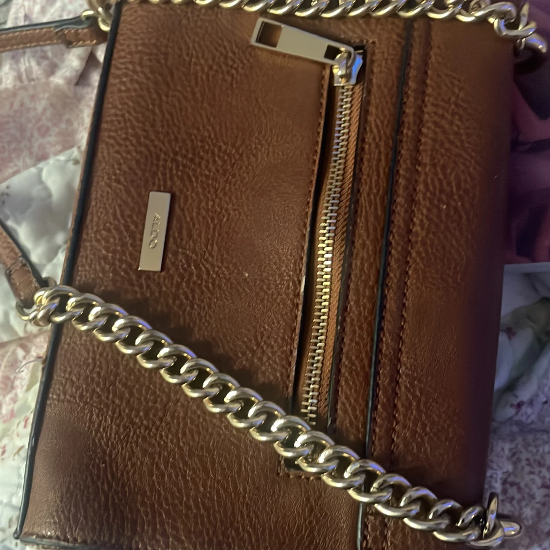 Brun axelväska från ALDO med kedja - 2