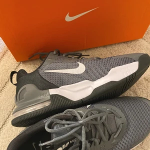 Nike Air Max grå sneakers - Snygga Nike Air Max sneakers i olika grå nyanser med vit swoosh och detaljer. Ovandelen är i mesh för bra andningsförmåga och sulan har synlig Air Max-dämpning. Skorna har snörning och en sportig vibe, perfekta för dig som gillar stilrena och bekväma sneakers.