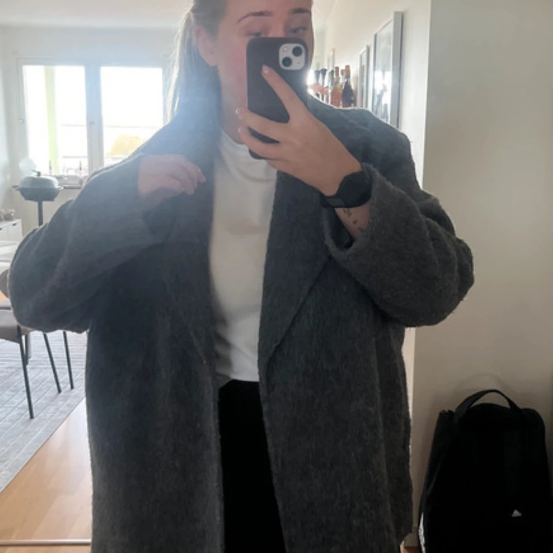 Grå ullkappa från H&M, storlek XL - 1