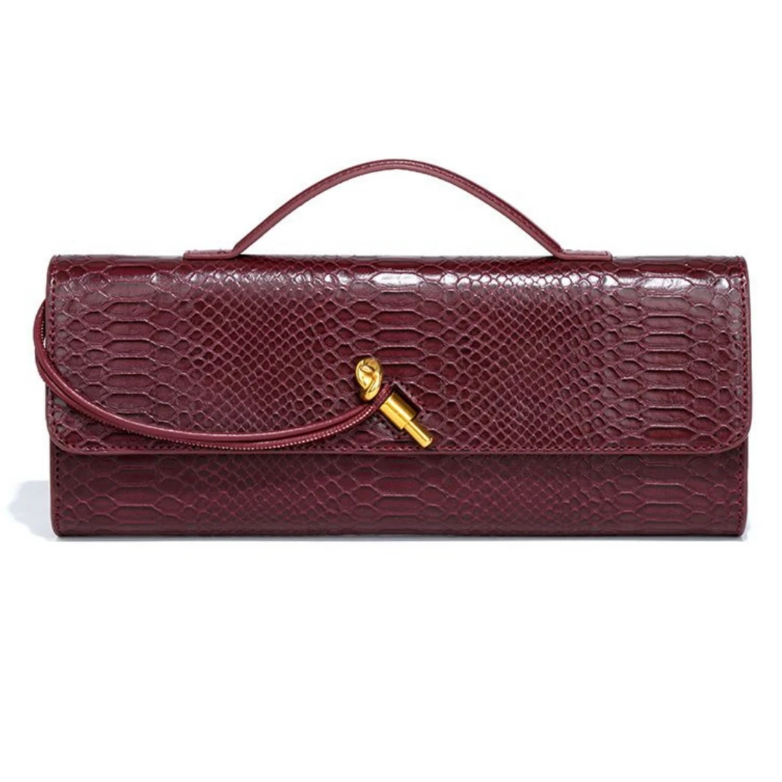 Vinröd kuvertväska i skinn