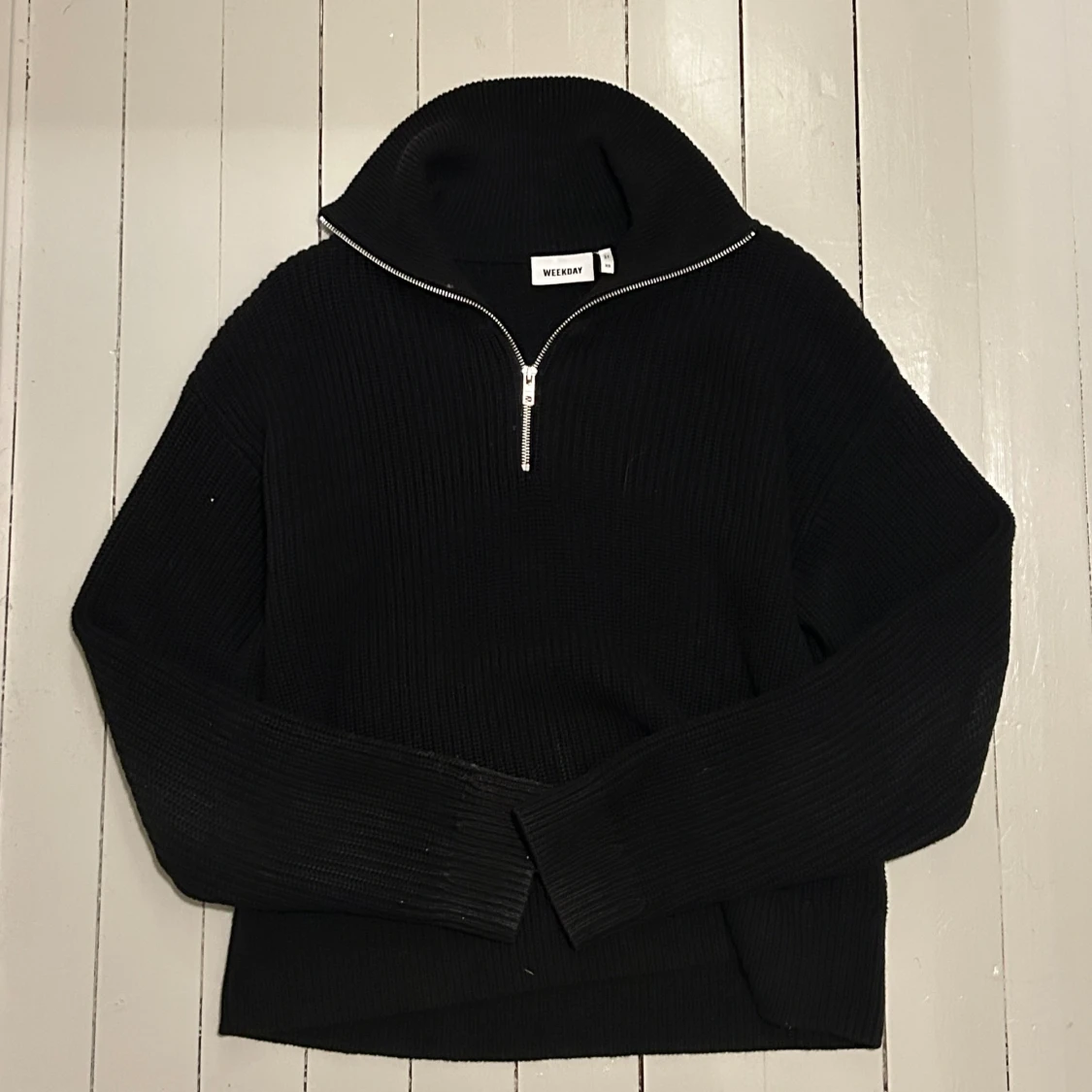 Svart stickad half zip-tröja Weekday