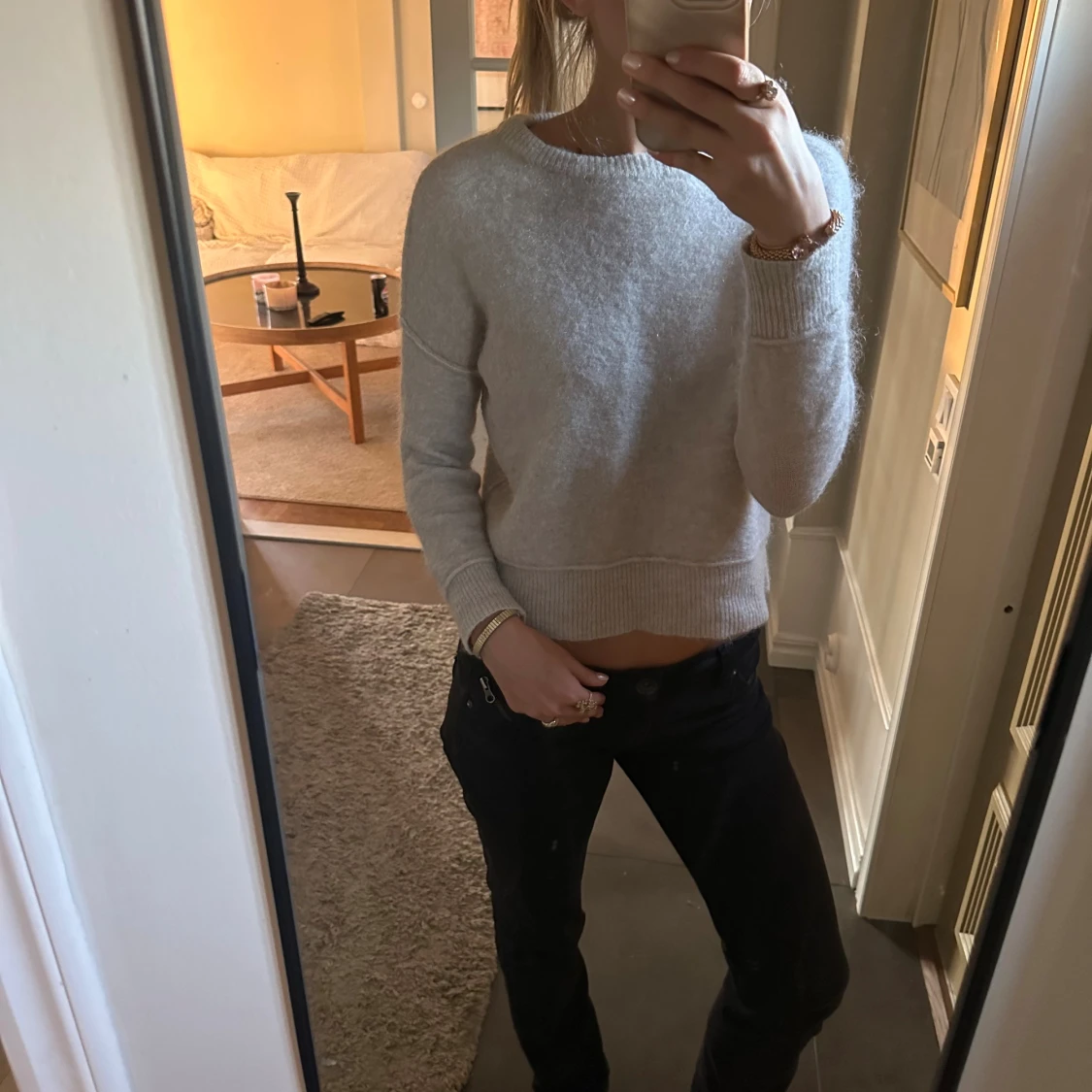 Beige stickad tröja By Malene Birger