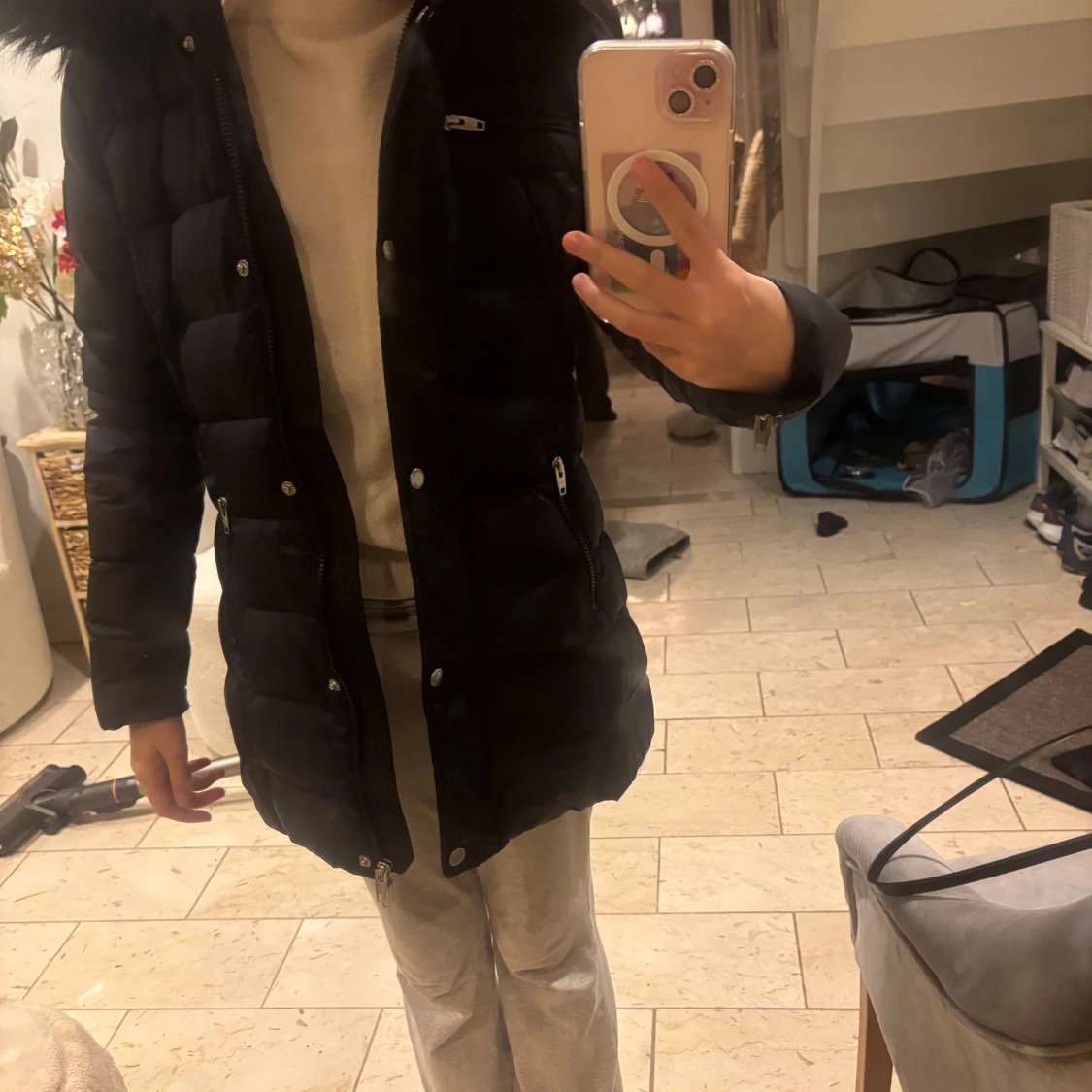 Svart lång pufferjacka Rockandblue - 1