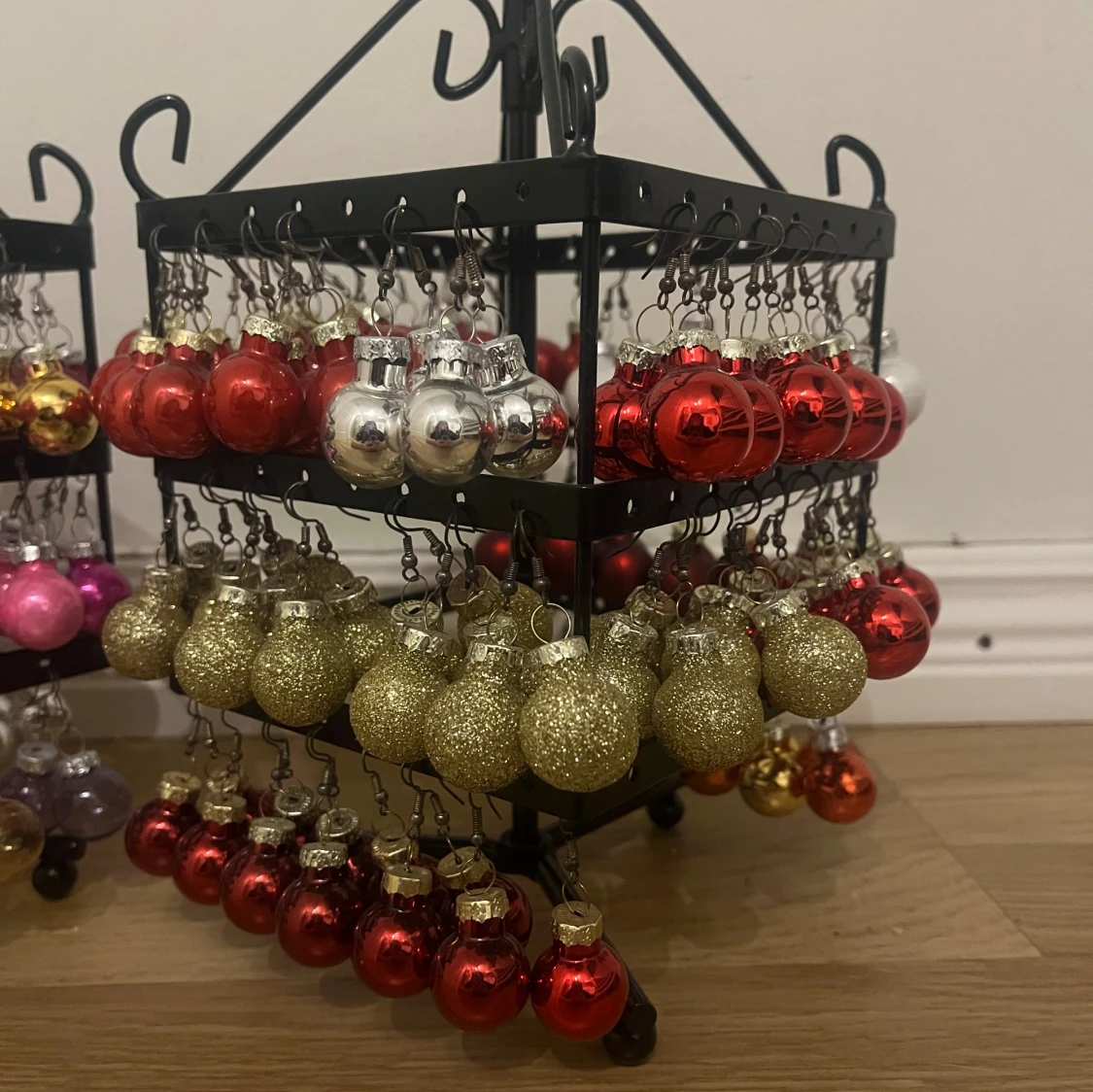 Glittriga julörhängen i mixade färger - 2