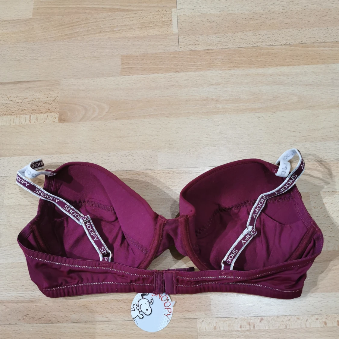 Vinröd Snoopy bh med broderi - 1