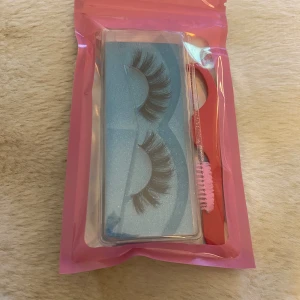 Lösögonfransar med borste och applikator - Säljer ett set med svarta lösögonfransar. Medföljer gör en rosa fransborste och en franspincett. 