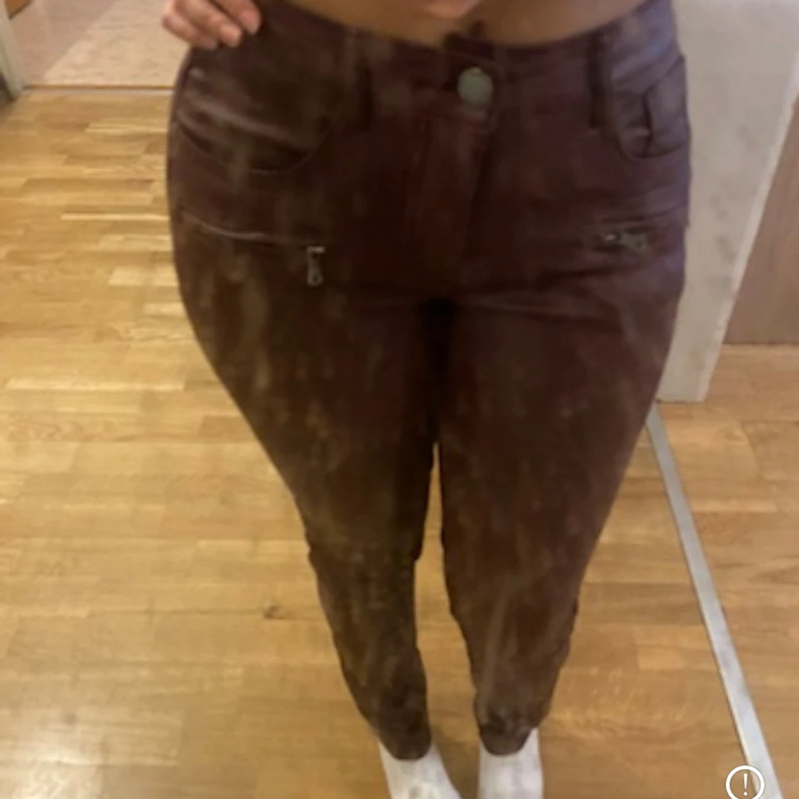 Vinröda/Bruna skinn byxor i läder - 2