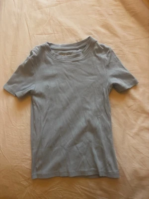 Ljusblå ribbad tight  t-shirt - Ljusblå ribbad tight t- shirt, jättesöt och passar till allt! Perfekt för sommarn, säljer då den är för liten💗