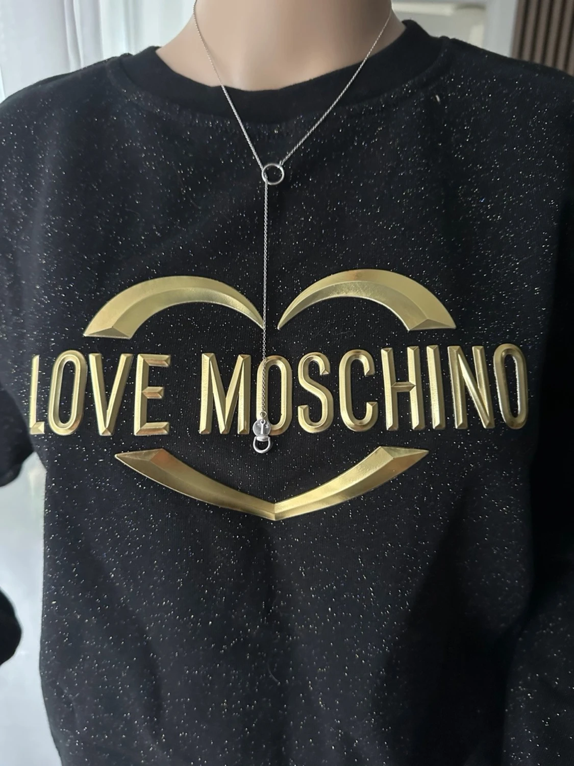 Svart glittrig sweatshirt Love Moschino - 1