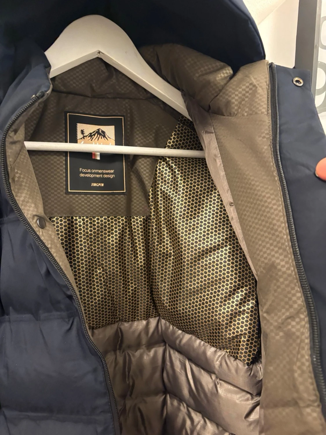 Mörkblå pufferjacka med huva - 2