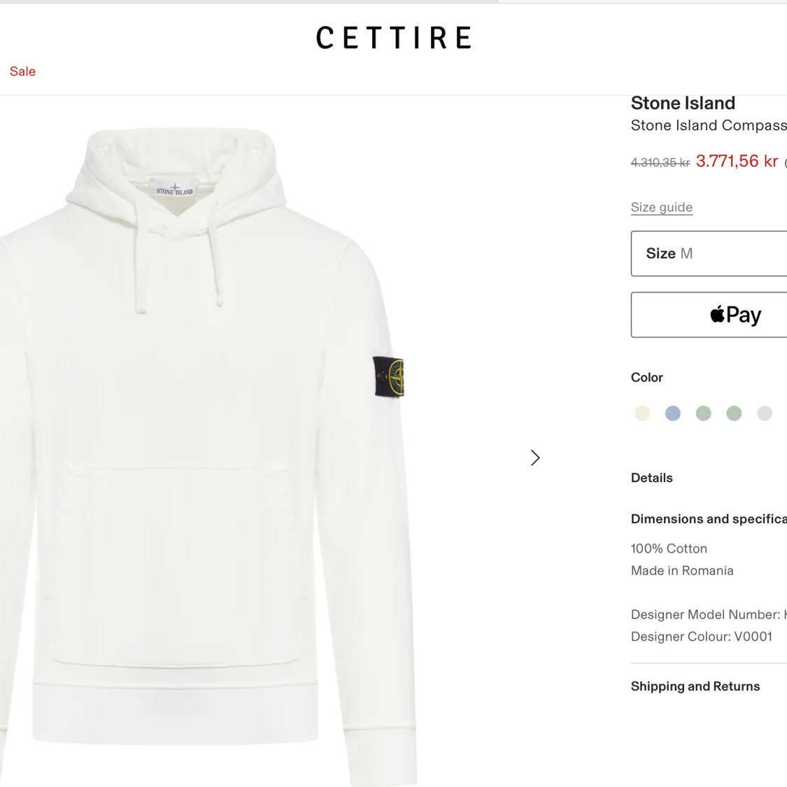 Vit hoodie från Stone Island M - Stone Island Compass Patch Drawstring Hoodie vit