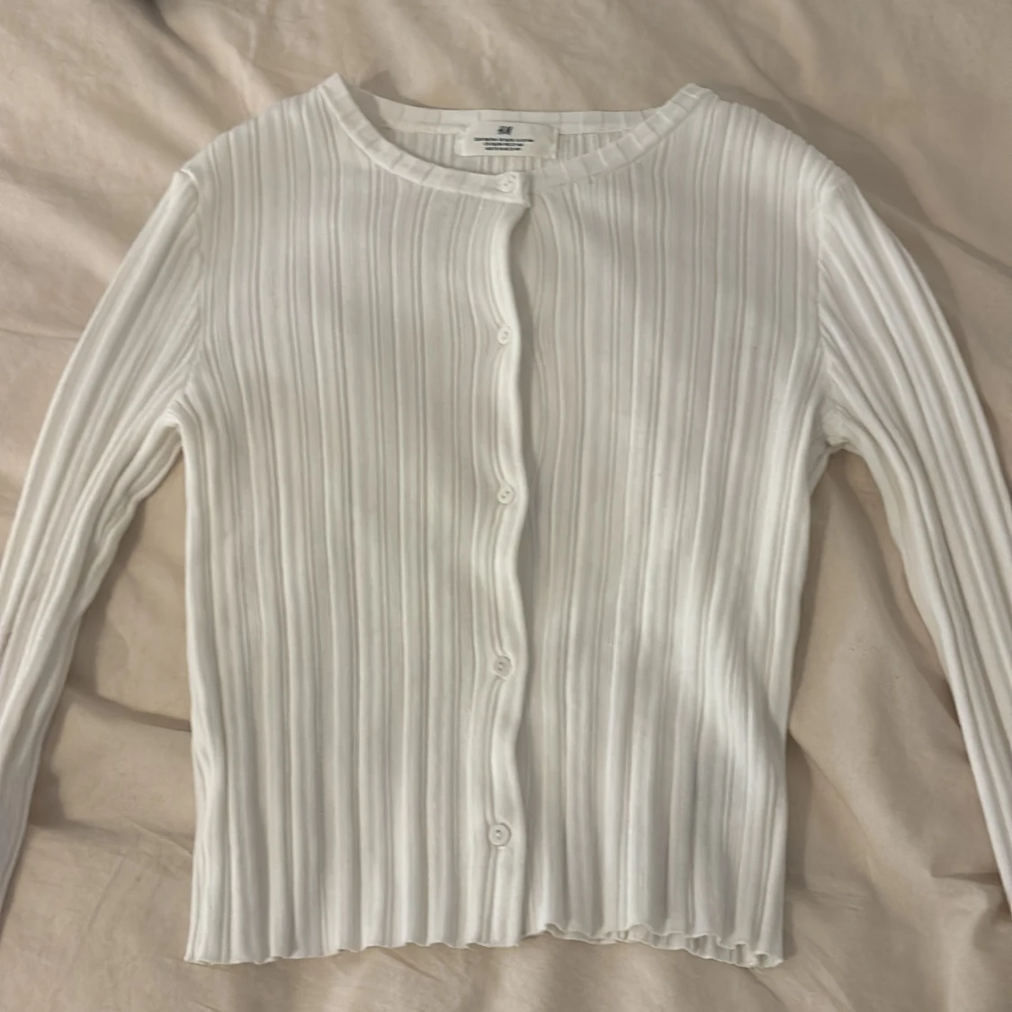 Vit ribbad kofta från H&M - 4