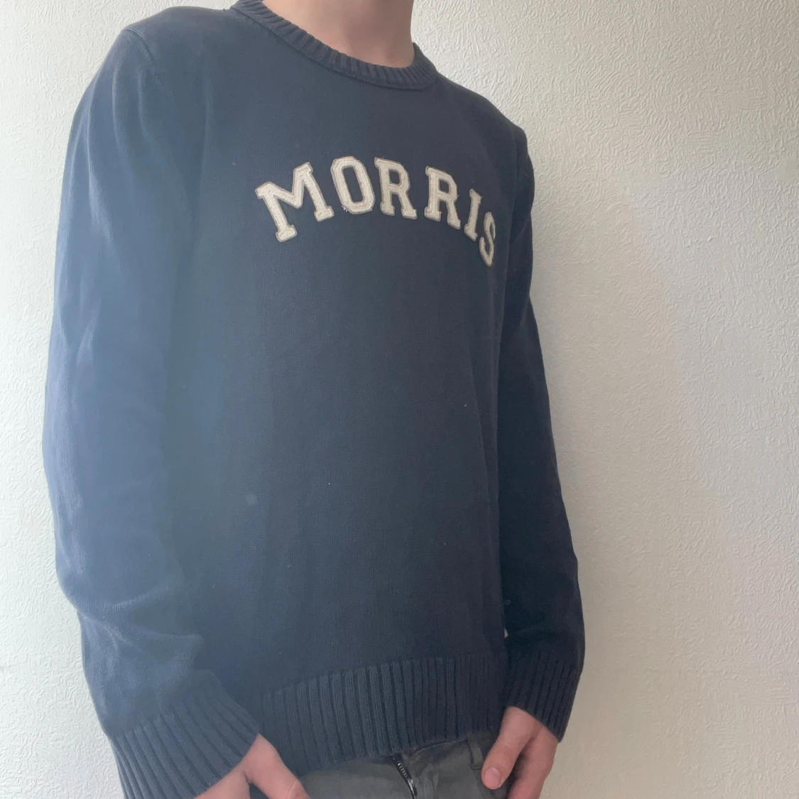 Mörkblå stickad tröja Morris - 2