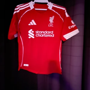 Liverpool FC Szoboszlai #8 Adidas tröja - (Passar storlek S) Röd Liverpool FC fotbollströja från Adidas med Szoboszlai och nummer 8 på ryggen. Klassisk design med vita detaljer, klubbmärke och sponsortryck på bröstet. Kortärmad modell i lätt och ventilerande polyester, perfekt för match eller träning.