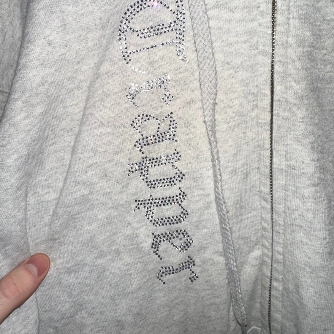Grå hoodie med strass och orm - 2