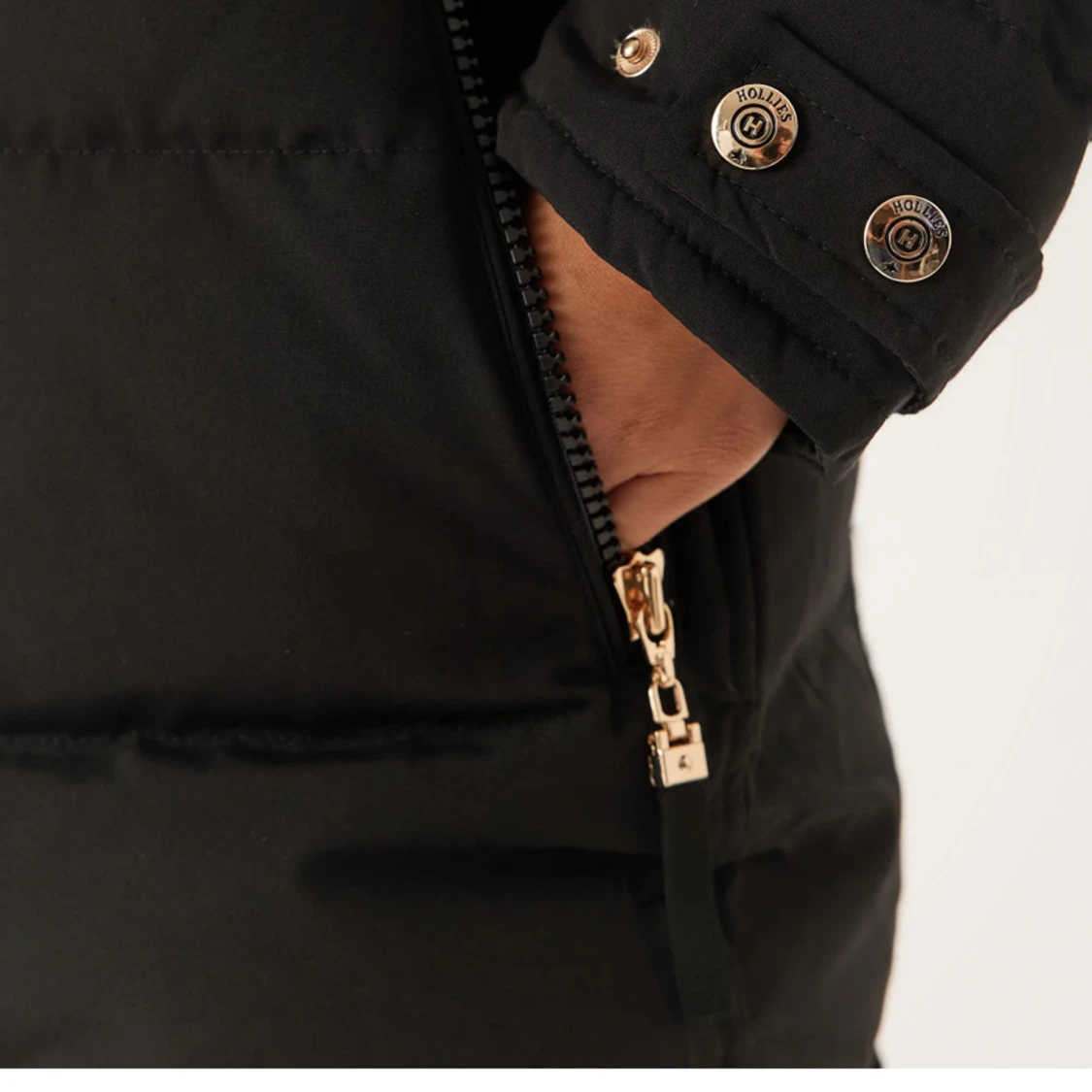 Svart lång dunjacka från Hollies - 3