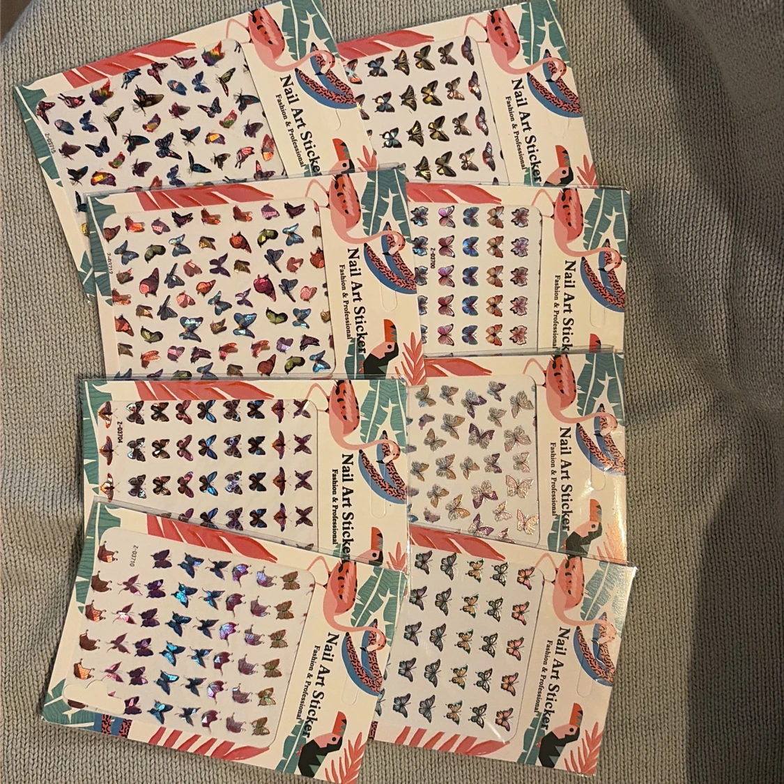 Färgglada fjärils-nagelstickers