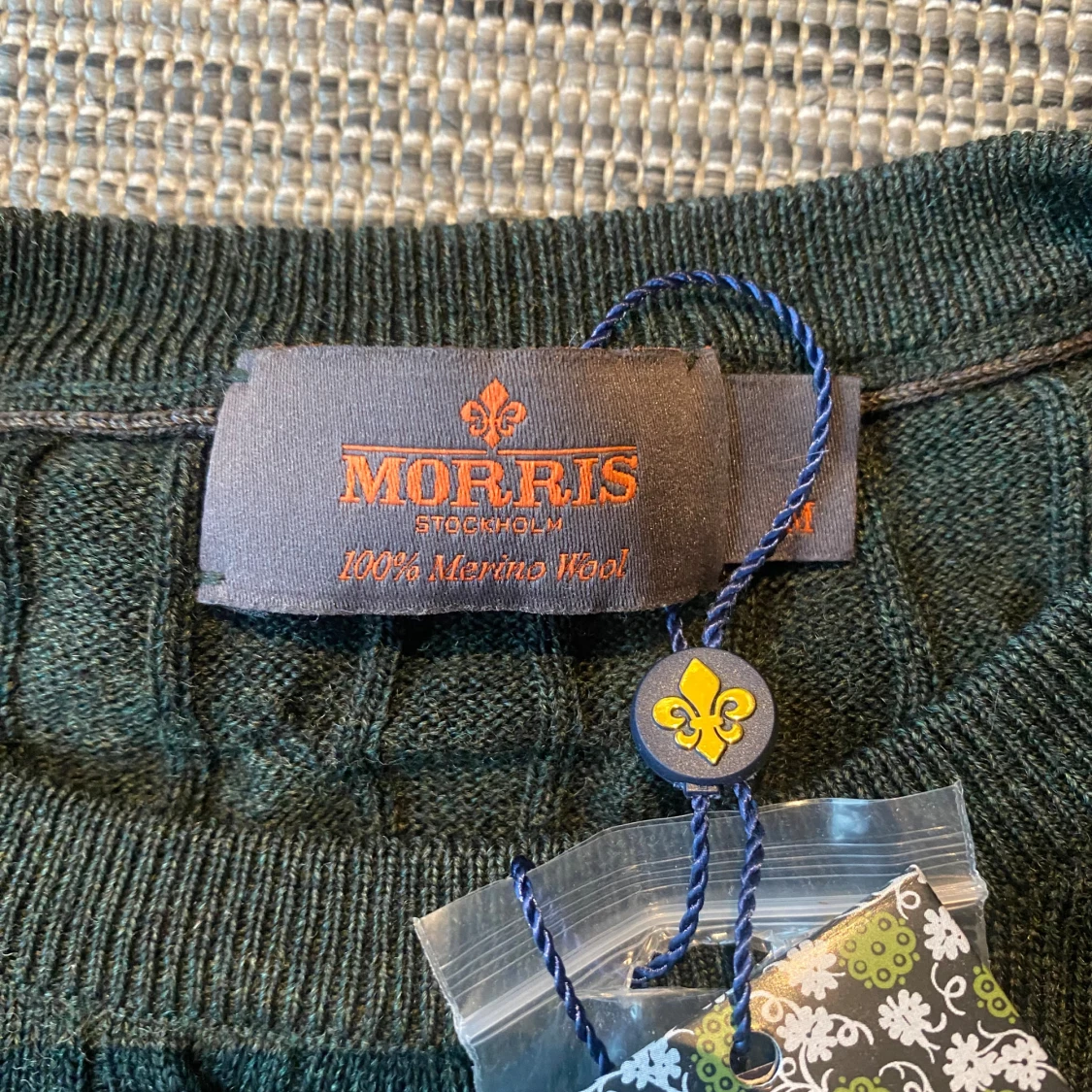 Grön kabelstickad tröja Morris M med tags - 2
