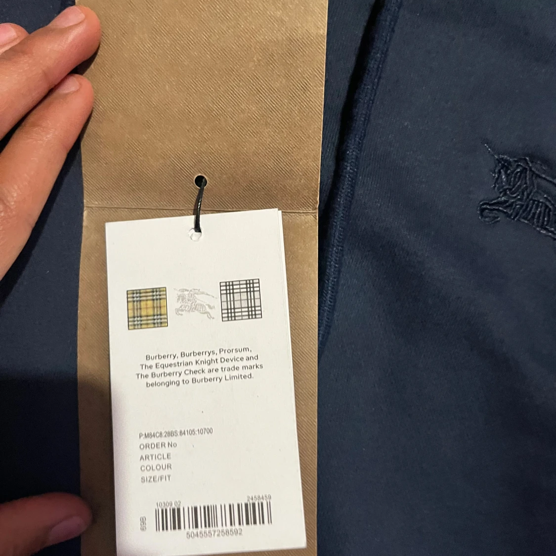 Marinblå Burberry hoodie med dragkedja - 2