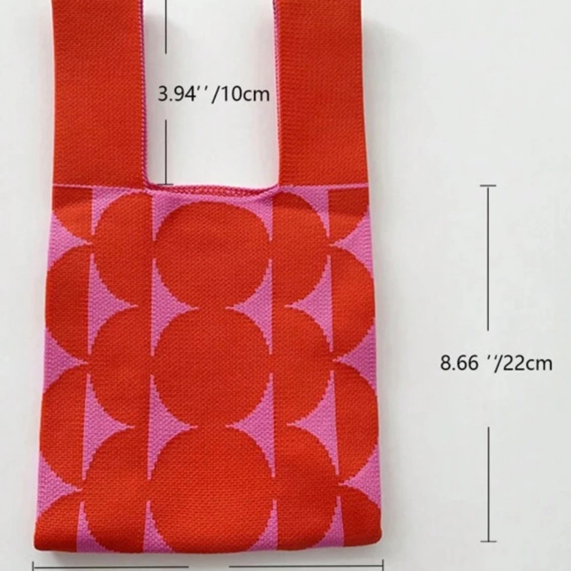Rosa och röd shoppingväska med mönster - 2
